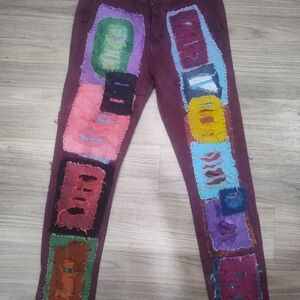 Custom Patchwork Slim Straight Jeans